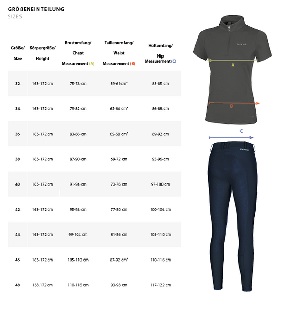 PIKEUR WOMENS CLOTHING 24  Size Chart